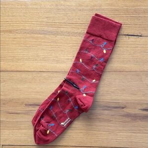 Brooks Brothers Festive Holiday Red Socks with Christmas Lights Design